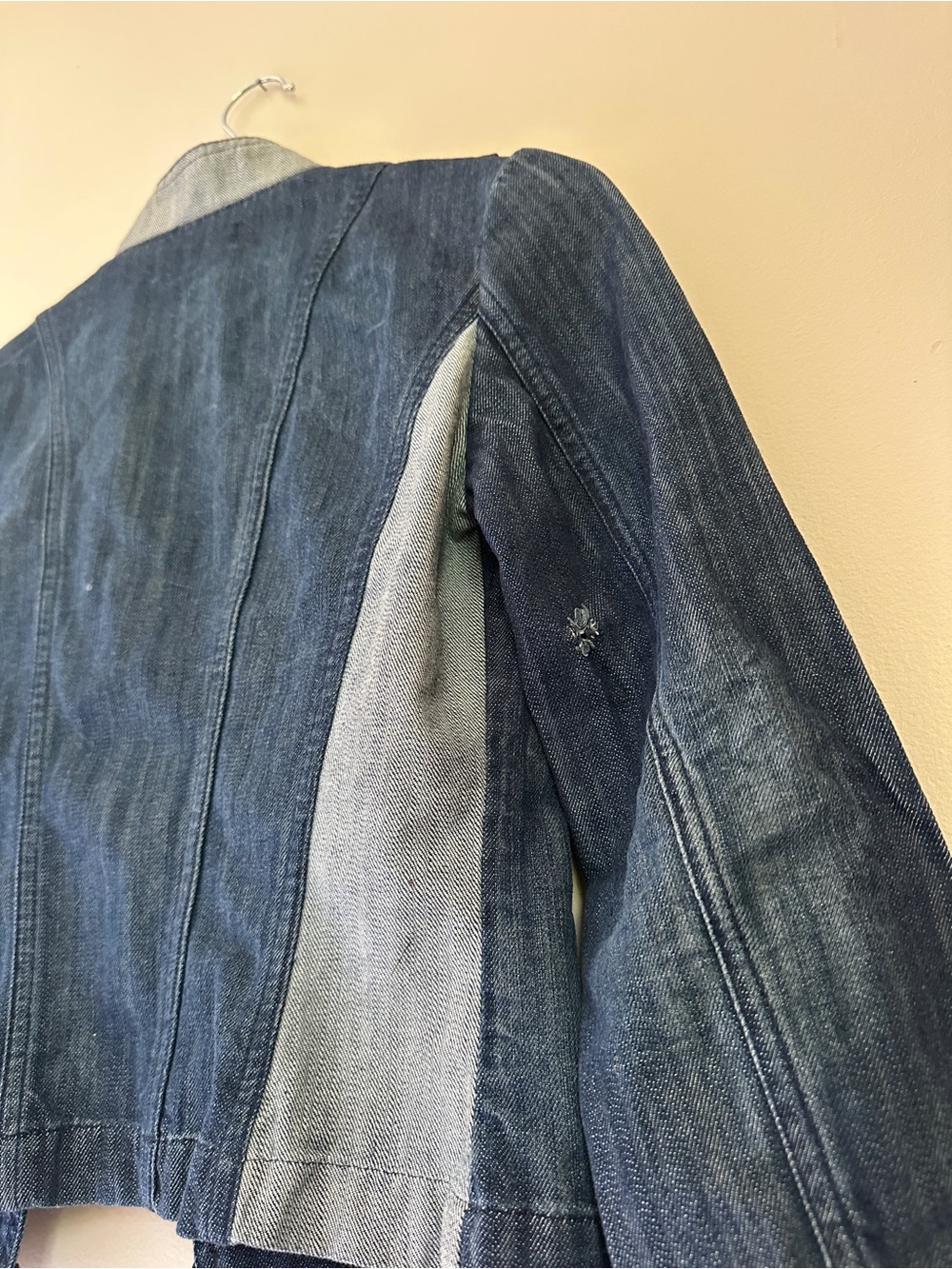 Jessica Simpson Blue Denim Military-Style Jacket with Black Trim - Picture 5 of 5